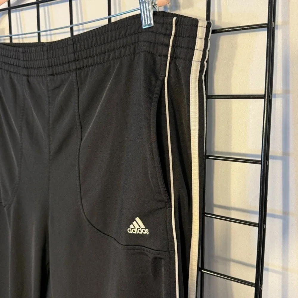 Vintage Adidas Track Pants Mens XL Black 3 Stripes Athleisure Zip Ankles‎ Y2K